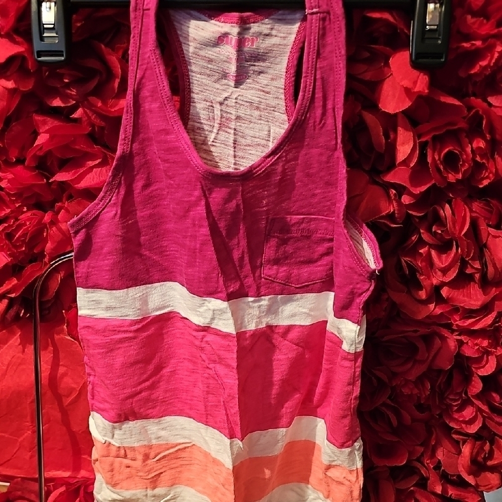 Old Navy Girls Striped Pink and Orange Tank Top Size 8